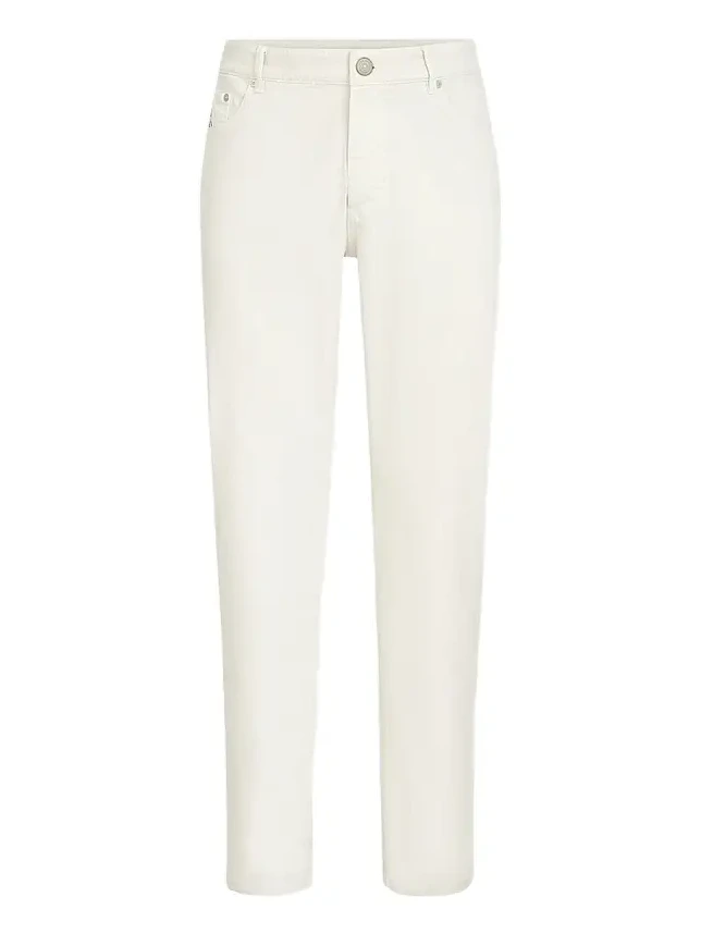 Men's Garment-Dyed Traditional Fit Five-Pocket Jeans in Lightweight Denim - White Men's Garment-Dyed Traditional Fit Five-Pocket Jeans in Lightweight Denim - White