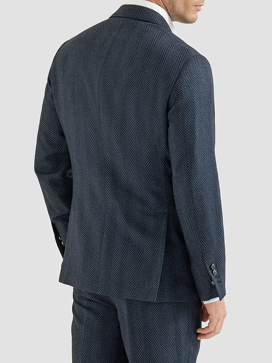 Brunello Cucinelli Men's Flannel One-and-a-Half Breasted Deconstructed Blazer | Thumbnail 3 Brunello Cucinelli Men's Flannel One-and-a-Half Breasted Deconstructed Blazer | Thumbnail 3