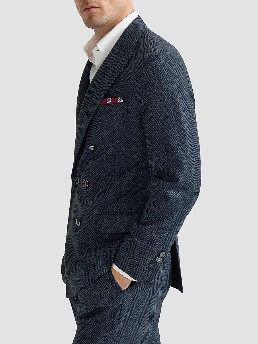 Brunello Cucinelli Men's Flannel One-and-a-Half Breasted Deconstructed Blazer | Thumbnail 5 Brunello Cucinelli Men's Flannel One-and-a-Half Breasted Deconstructed Blazer | Thumbnail 5