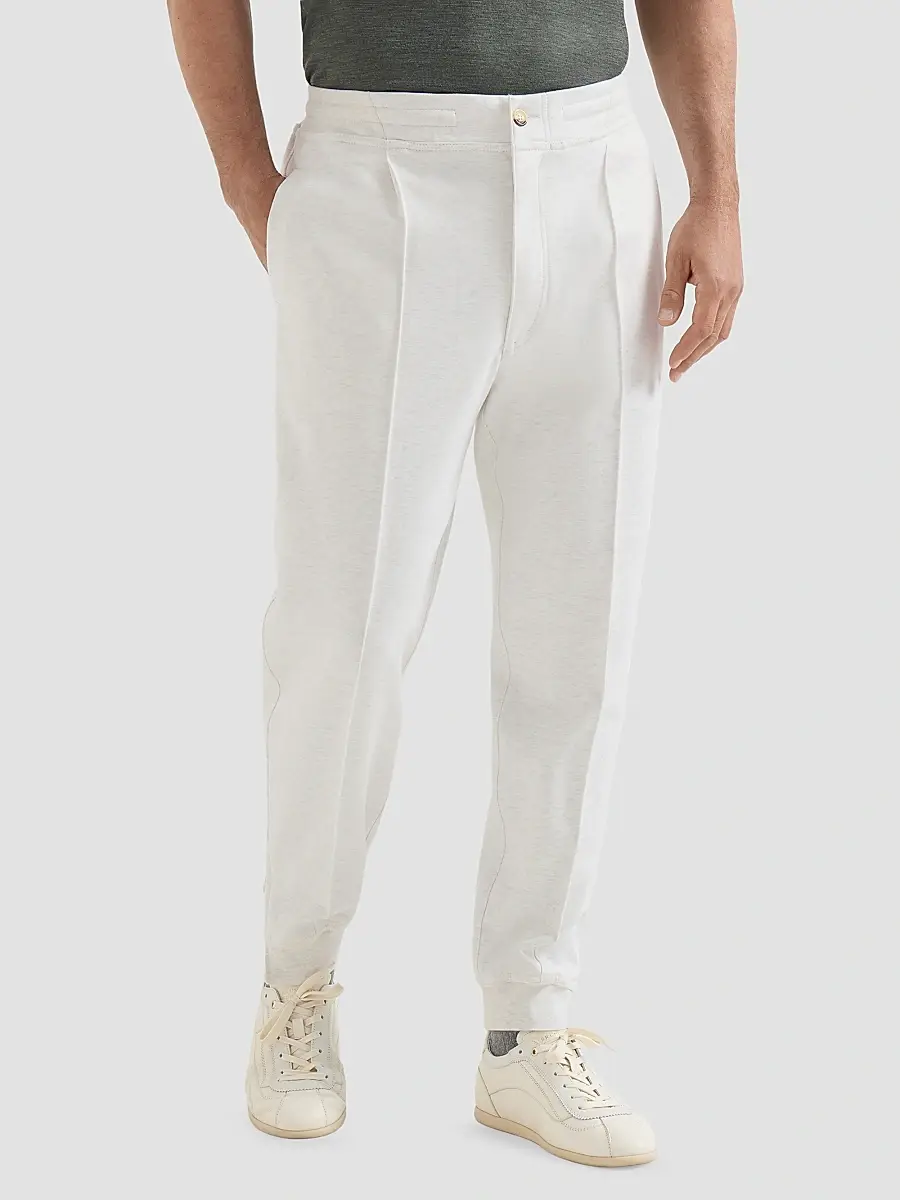 Brunello Cucinelli Men's Techno Cotton French Terry Double Cloth Trousers | Thumbnail 3 Brunello Cucinelli Men's Techno Cotton French Terry Double Cloth Trousers | Thumbnail 3