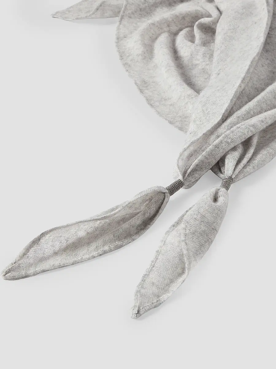 Brunello Cucinelli Women's Cashmere Scarf with Shiny Details - Light Grey | Thumbnail 3 Brunello Cucinelli Women's Cashmere Scarf with Shiny Details - Light Grey | Thumbnail 3