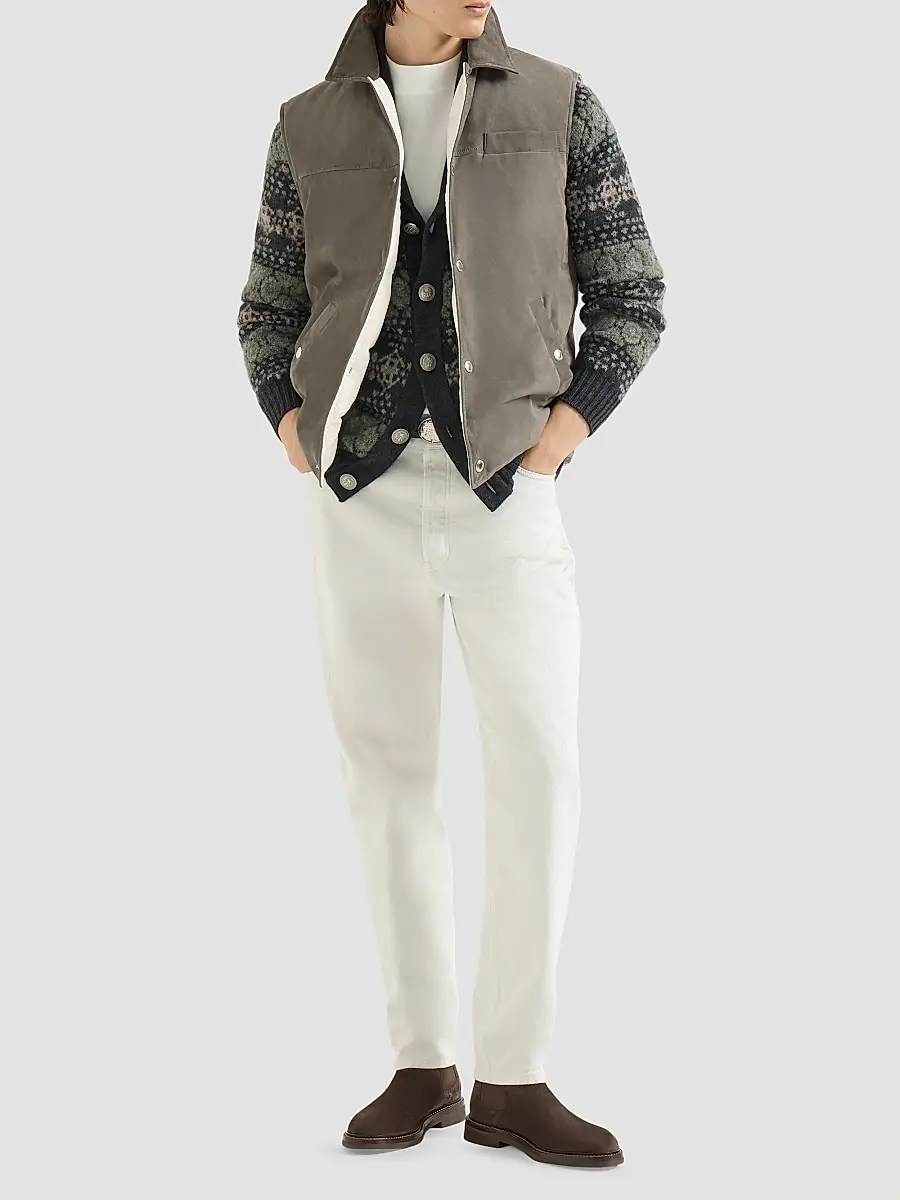 Brunello Cucinelli Men's Cashmere Jacquard Cardigan | Thumbnail 2 Brunello Cucinelli Men's Cashmere Jacquard Cardigan | Thumbnail 2