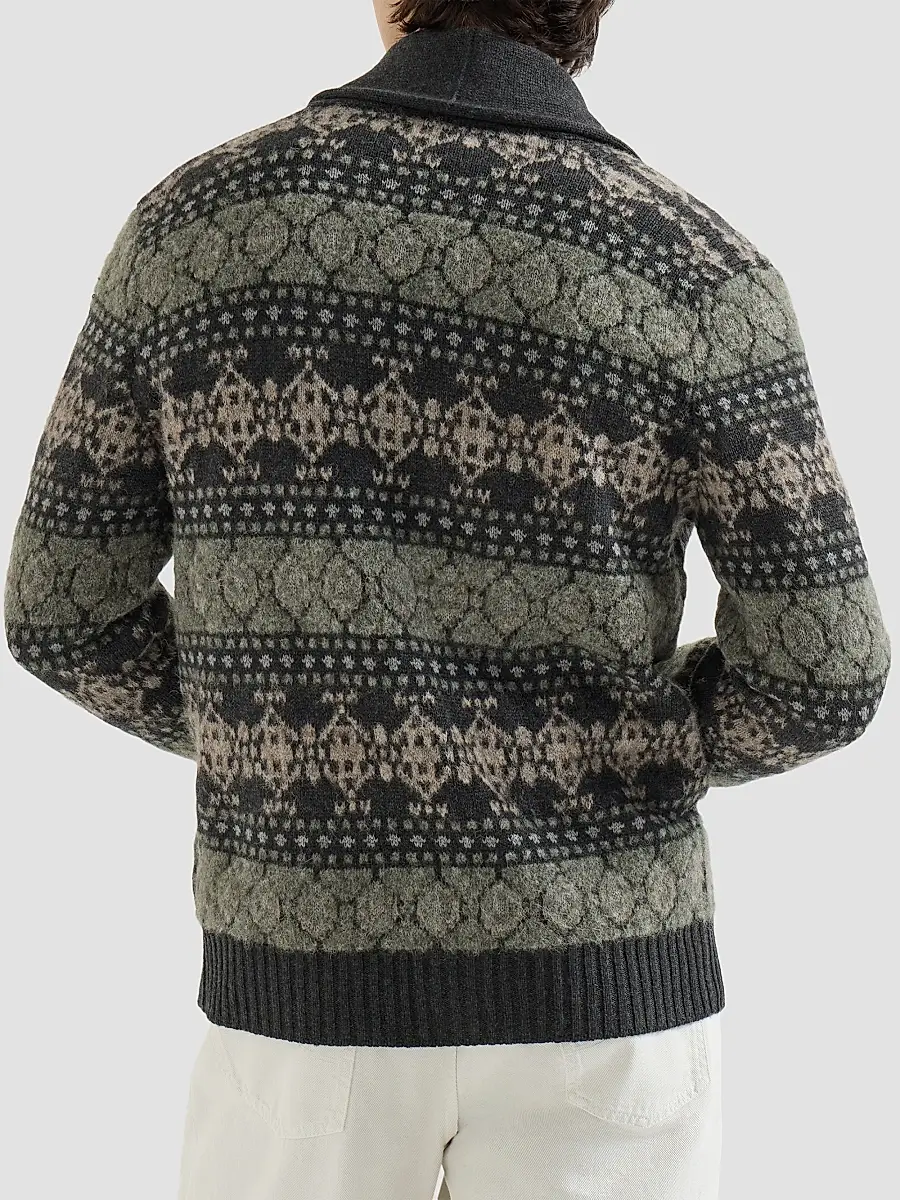 Brunello Cucinelli Men's Cashmere Jacquard Cardigan | Thumbnail 4 Brunello Cucinelli Men's Cashmere Jacquard Cardigan | Thumbnail 4