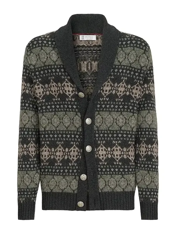 Men's Cashmere Jacquard Cardigan
