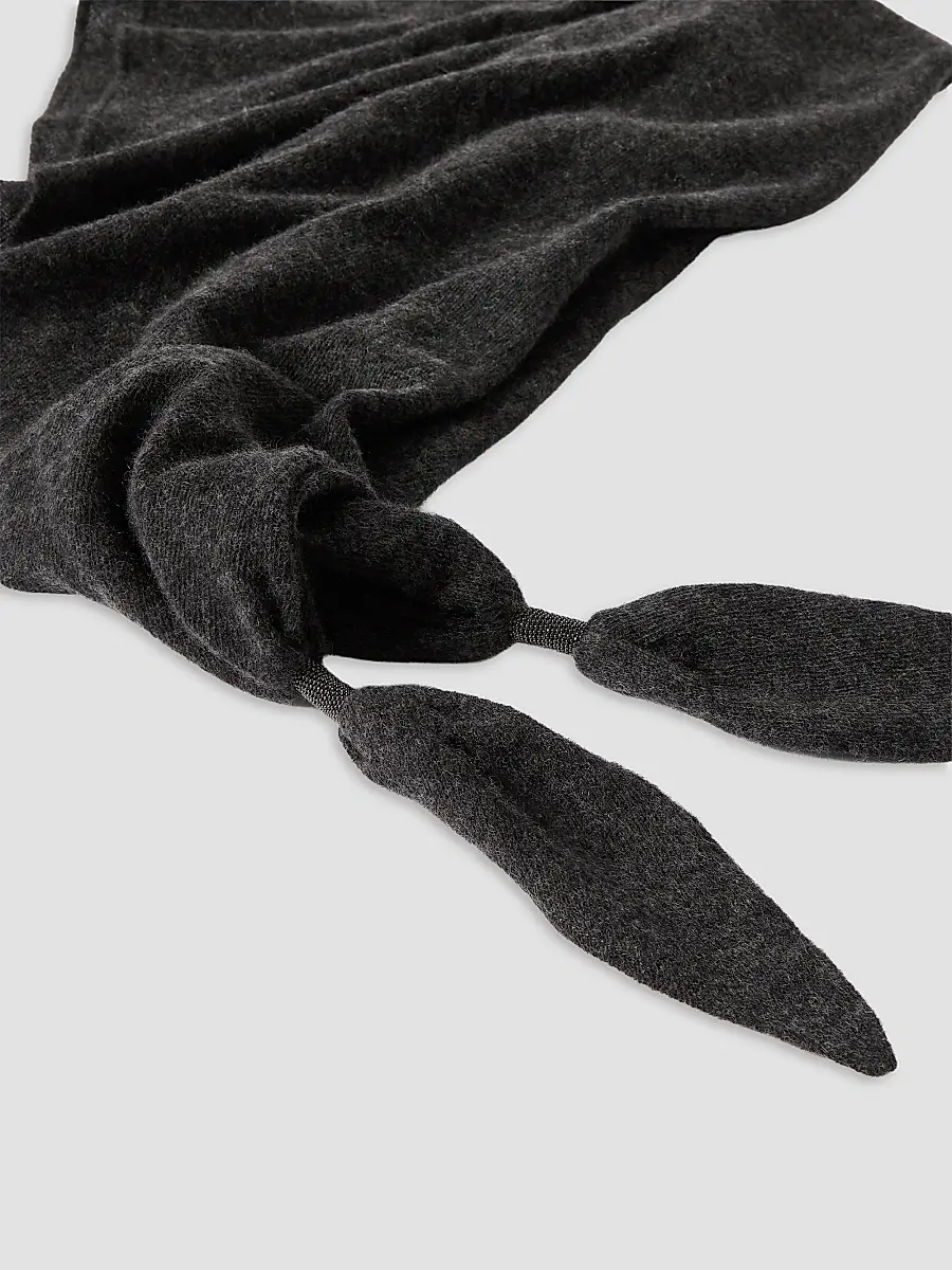 Brunello Cucinelli Women's Cashmere Scarf with Shiny Details - Anthracite | Thumbnail 2