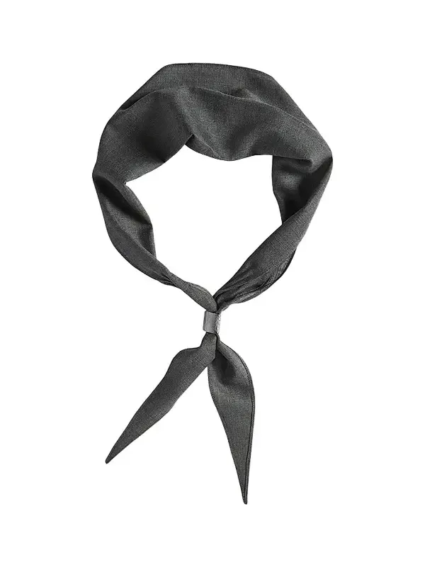 Women's Virgin Wool Organza Necktie with Monili - Dark Grey Women's Virgin Wool Organza Necktie with Monili - Dark Grey