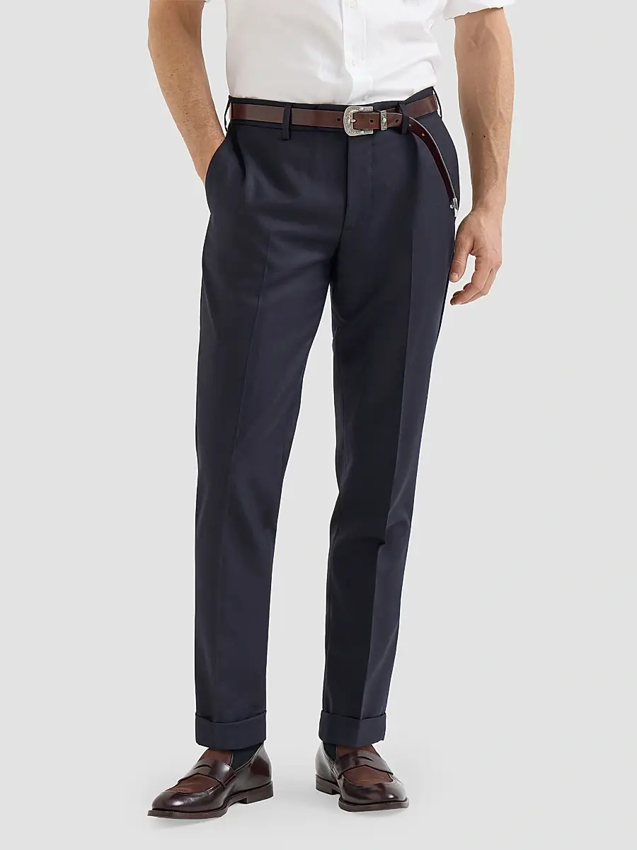 Brunello Cucinelli Men's Virgin Wool Flannel Italian Fit Trousers | Thumbnail 2 Brunello Cucinelli Men's Virgin Wool Flannel Italian Fit Trousers | Thumbnail 2