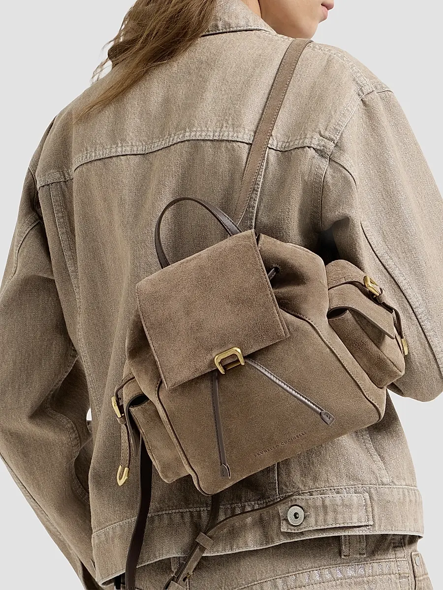 Brunello Cucinelli Women's Suede Sartorial Backpack | Thumbnail 4 Brunello Cucinelli Women's Suede Sartorial Backpack | Thumbnail 4