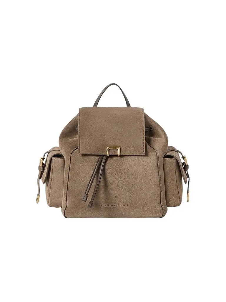 Brunello Cucinelli Women's Suede Sartorial Backpack - Bark | Image 1 Brunello Cucinelli Women's Suede Sartorial Backpack - Bark | Image 1