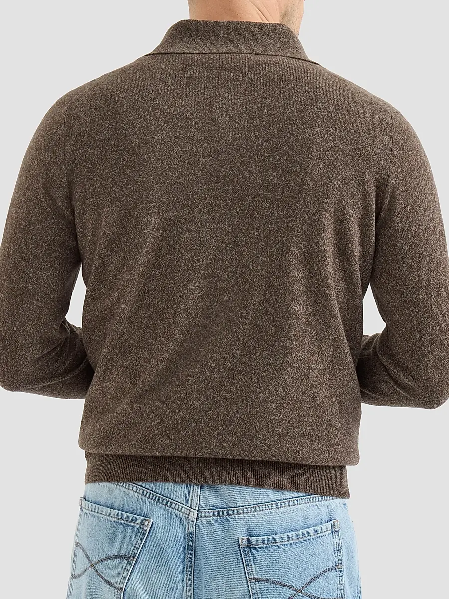 Brunello Cucinelli Men's Mouliné Cashmere Knit Polo Shirt | Thumbnail 3 Brunello Cucinelli Men's Mouliné Cashmere Knit Polo Shirt | Thumbnail 3