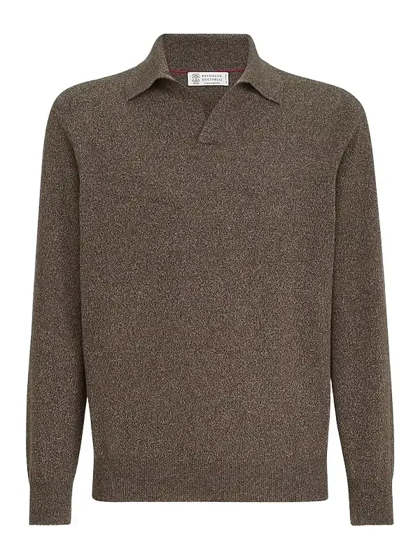 Men's Mouliné Cashmere Knit Polo Shirt