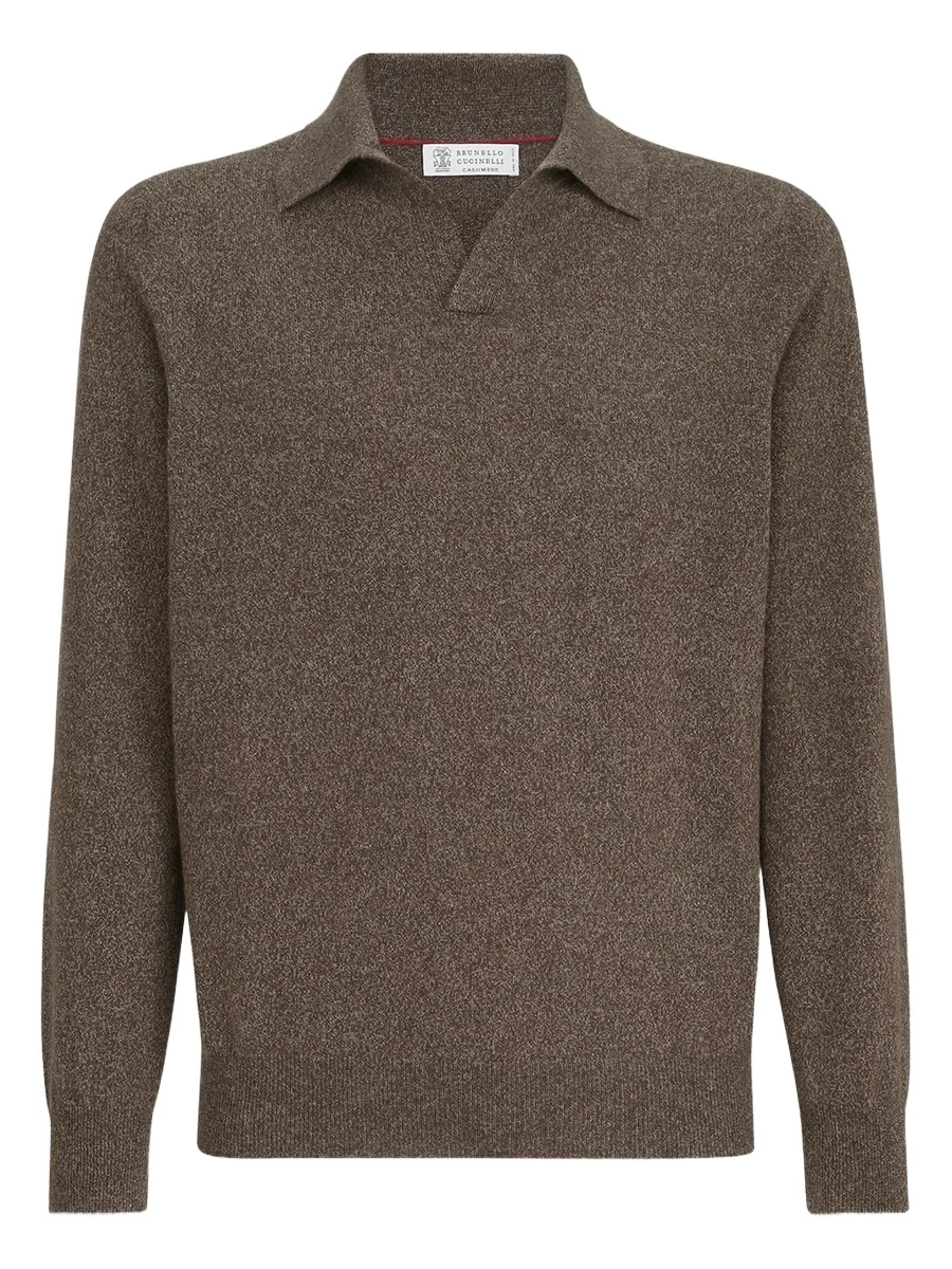 Men's Mouliné Cashmere Knit Polo Shirt