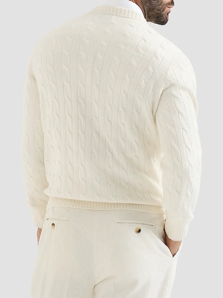 Brunello Cucinelli Men's Cashmere Cable Knit Sweater | Thumbnail 3 Brunello Cucinelli Men's Cashmere Cable Knit Sweater | Thumbnail 3
