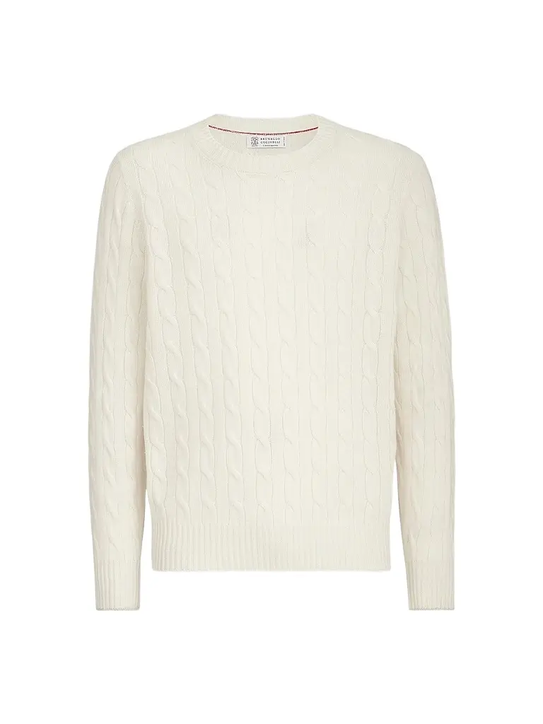 Brunello Cucinelli Men's Cashmere Cable Knit Sweater - Panama | Image 1 Brunello Cucinelli Men's Cashmere Cable Knit Sweater - Panama | Image 1