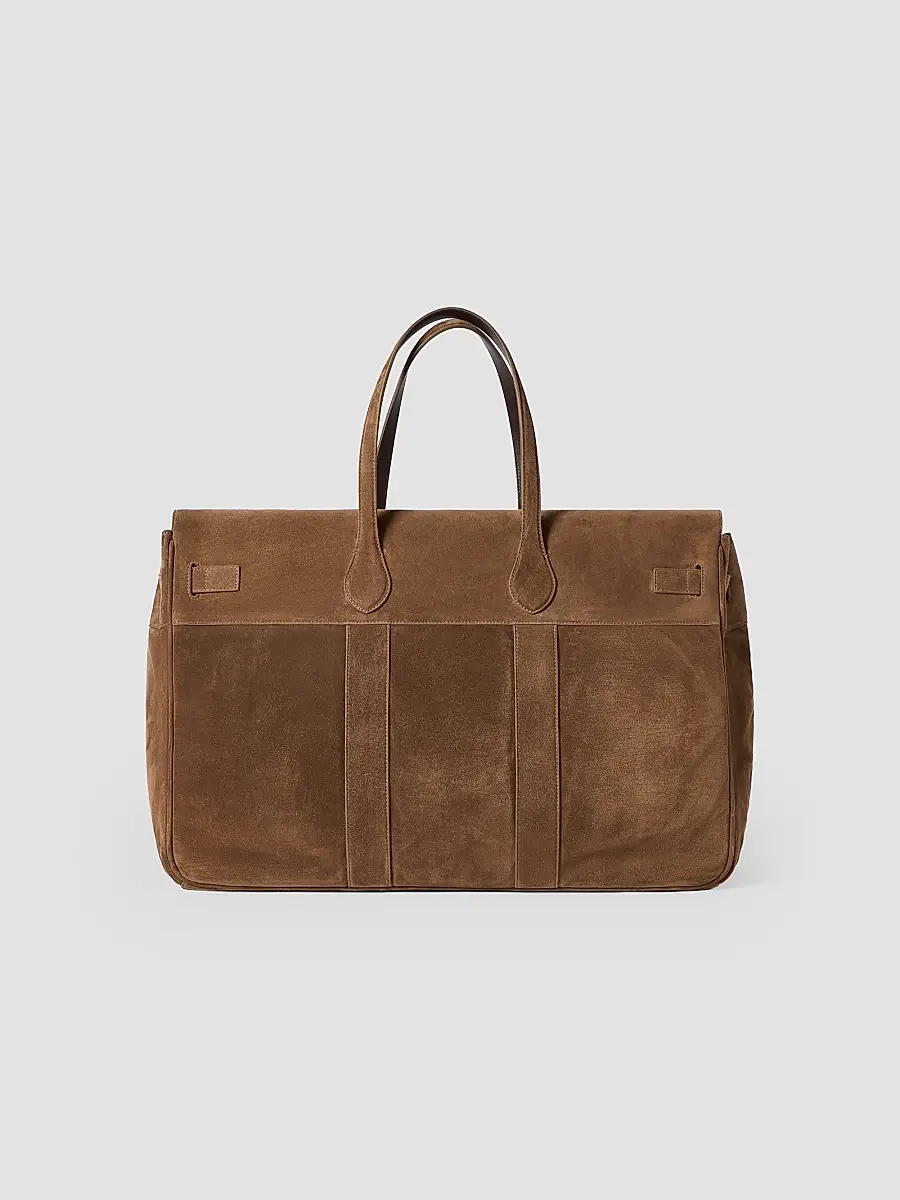 Brunello Cucinelli Women's Explorer Travel Tote Bag in Suede - Caramel | Thumbnail 3