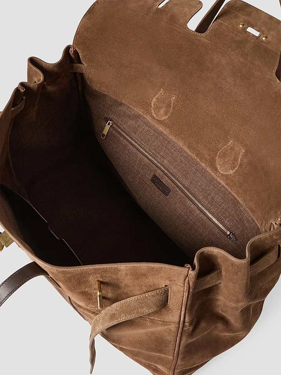 Brunello Cucinelli Women's Explorer Travel Tote Bag in Suede - Caramel | Thumbnail 5