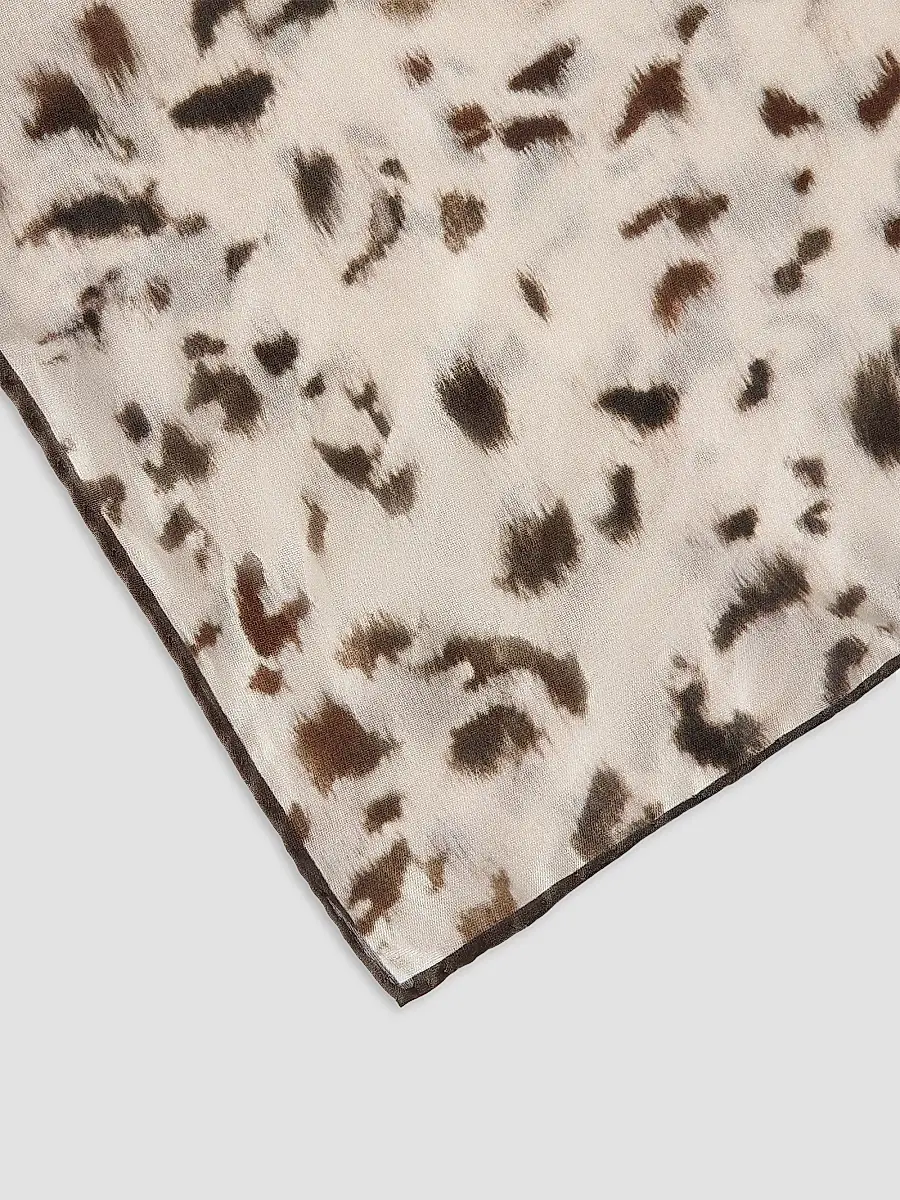 Brunello Cucinelli Women's Lynx Print Silk Foulard | Thumbnail 2