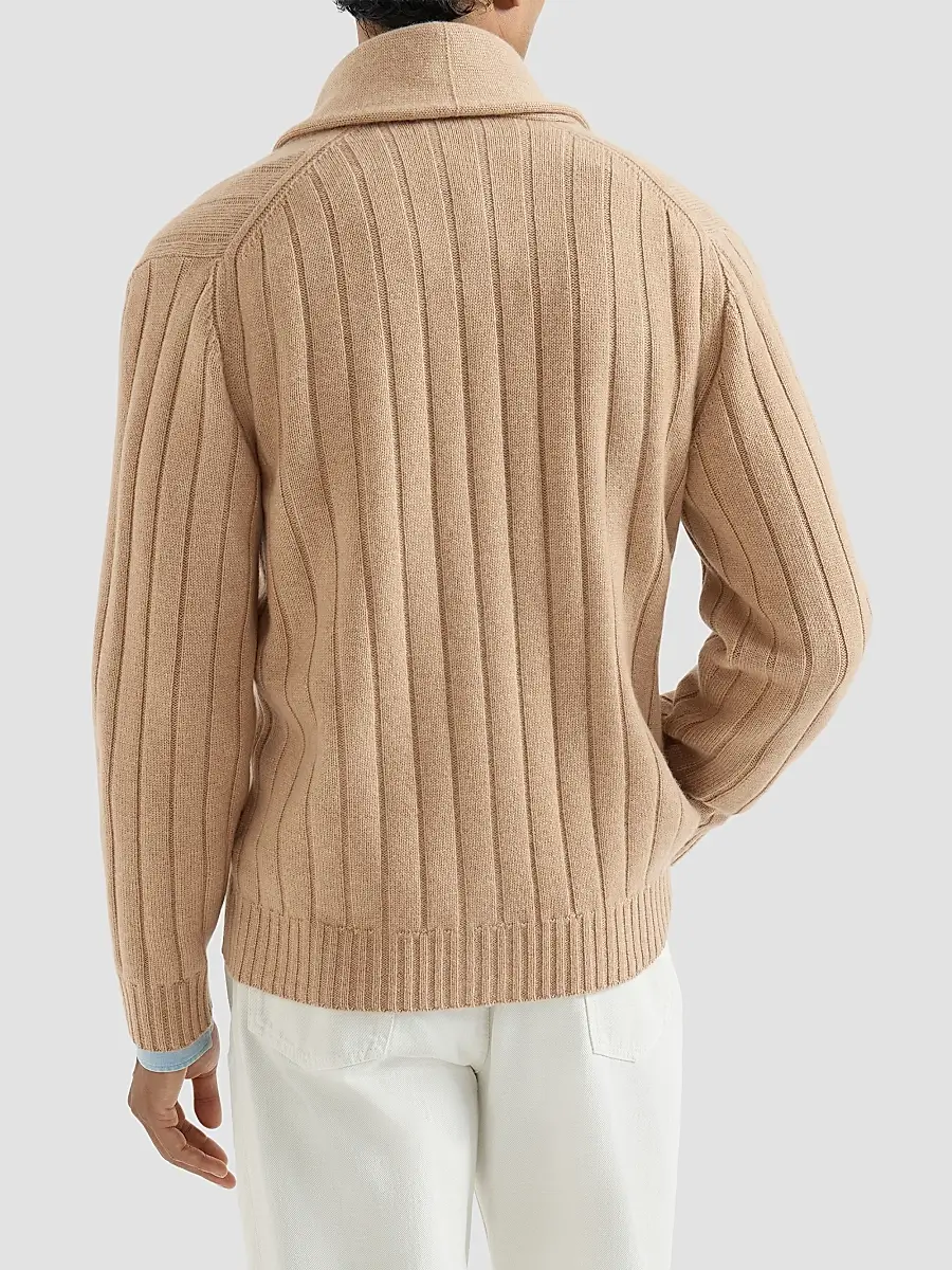 Brunello Cucinelli Men's Cashmere Ribbed Cardigan | Thumbnail 4 Brunello Cucinelli Men's Cashmere Ribbed Cardigan | Thumbnail 4