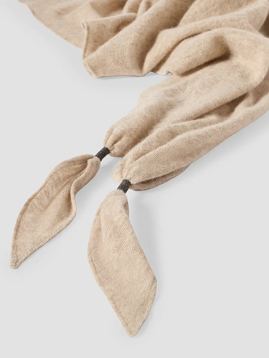 Brunello Cucinelli Women's Cashmere Scarf with Shiny Details - Beige | Thumbnail 3