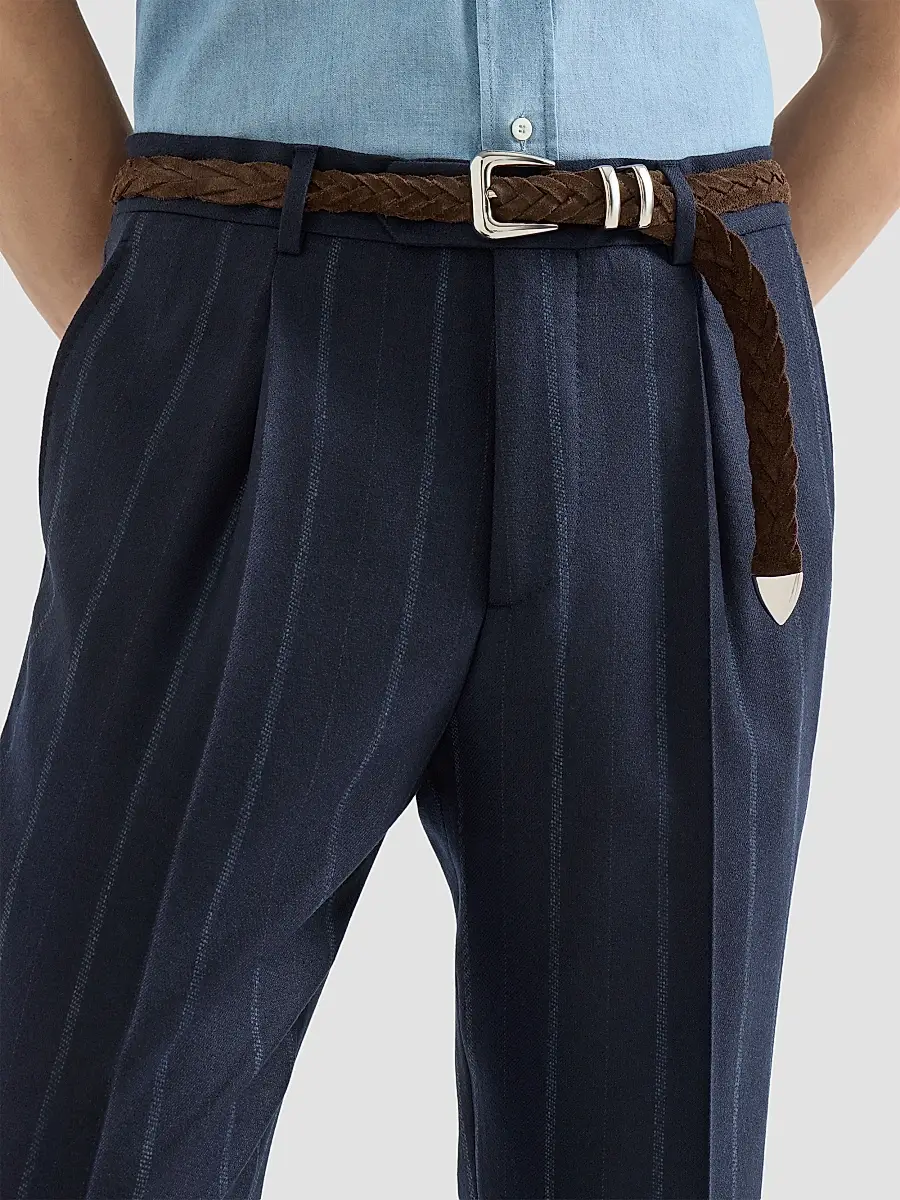 Brunello Cucinelli Men's Cashmere and Virgin Wool Multistrip Twill Trousers | Thumbnail 6 Brunello Cucinelli Men's Cashmere and Virgin Wool Multistrip Twill Trousers | Thumbnail 6
