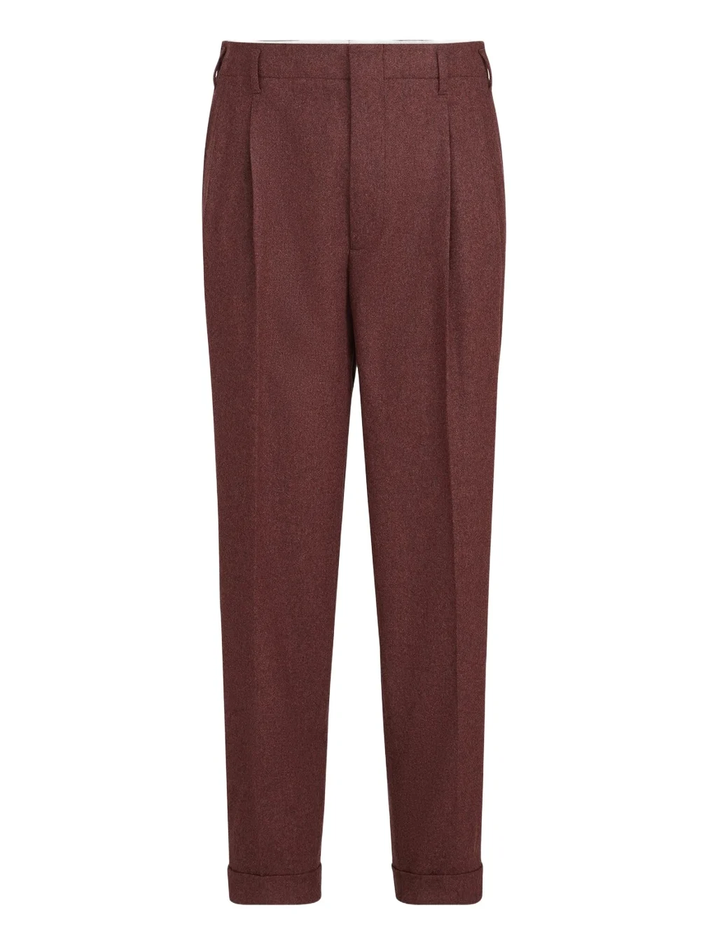 Men's Virgin Wool and Cashmere Flannel Trousers with Double Pleats - Lava Men's Virgin Wool and Cashmere Flannel Trousers with Double Pleats - Lava