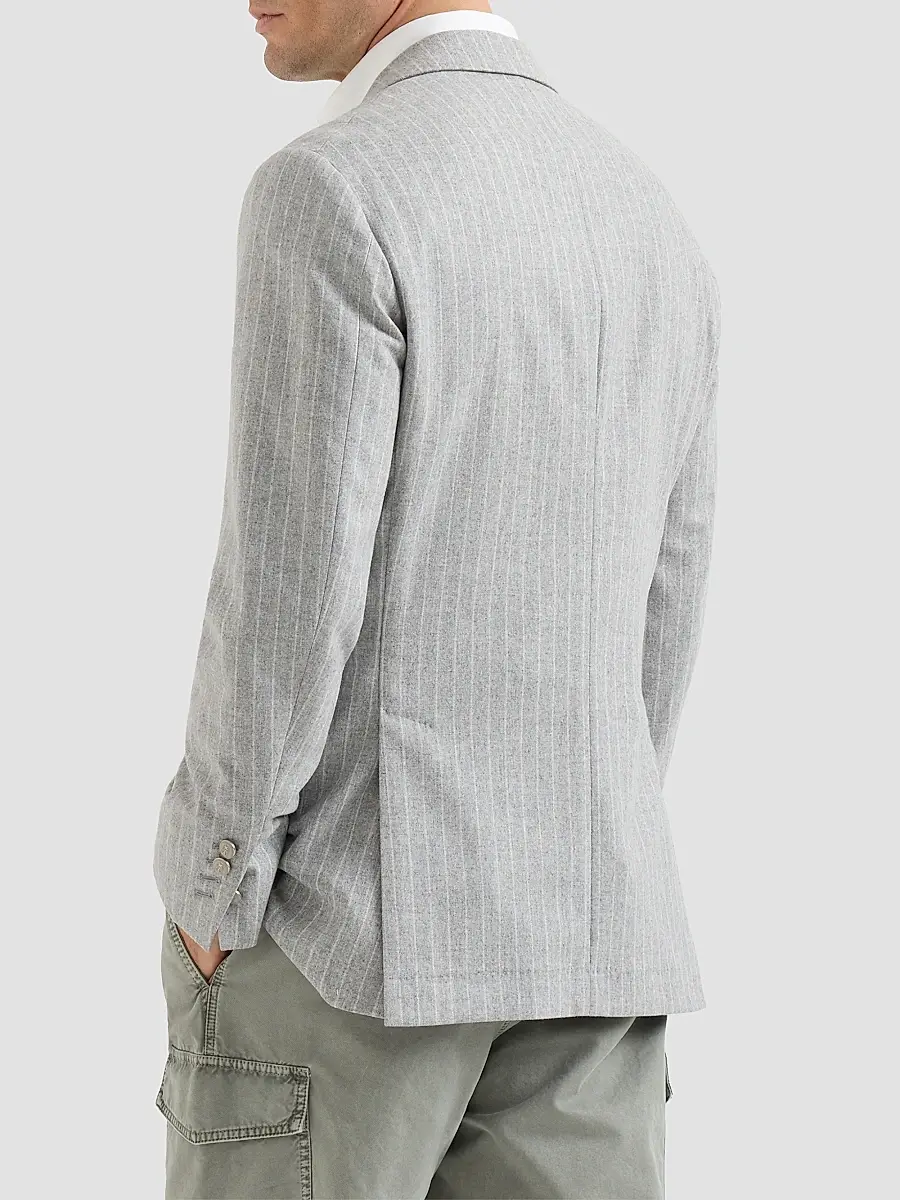Brunello Cucinelli Men's Flannel One and A Half Breasted Deconstructed Blazer | Thumbnail 3 Brunello Cucinelli Men's Flannel One and A Half Breasted Deconstructed Blazer | Thumbnail 3