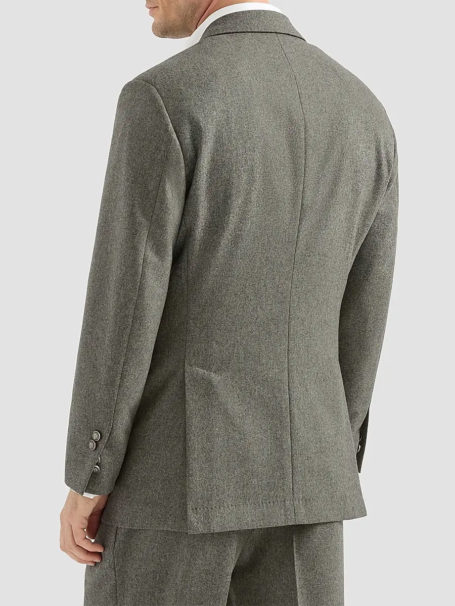 Brunello Cucinelli Men's Virgin Wool Flannel Cavallo Tailor Blazer with Metal Buttons - Military | Thumbnail 3 Brunello Cucinelli Men's Virgin Wool Flannel Cavallo Tailor Blazer with Metal Buttons - Military | Thumbnail 3