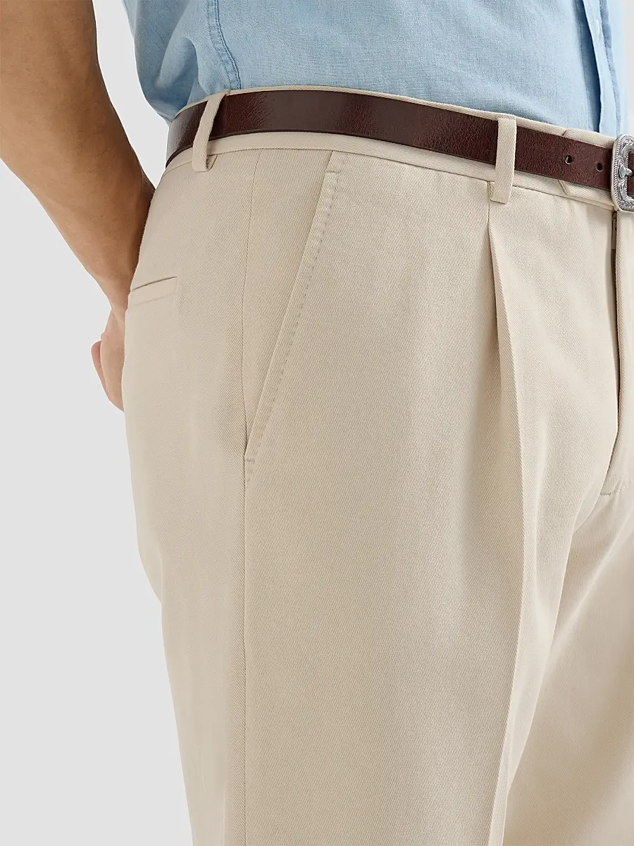 Brunello Cucinelli Men's Cotton and Virgin Wool Gabardine Trousers with Pleats - Ivory | Thumbnail 6 Brunello Cucinelli Men's Cotton and Virgin Wool Gabardine Trousers with Pleats - Ivory | Thumbnail 6
