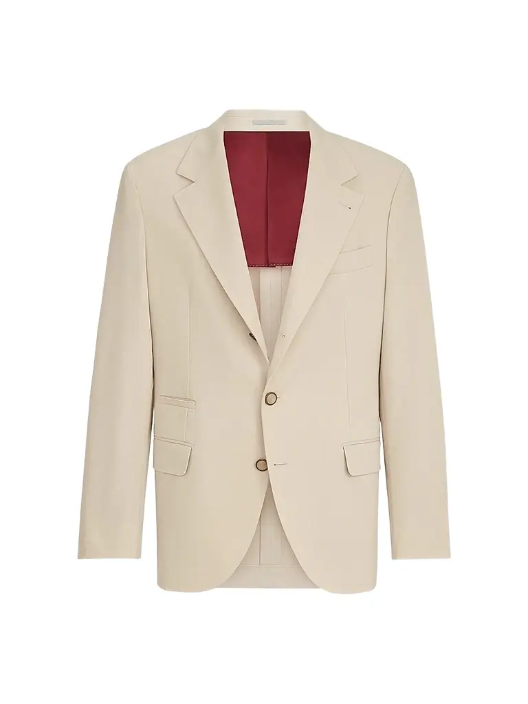 Brunello Cucinelli Men's Cotton and Virgin Wool Gabardine Deconstructed Blazer - Vanilla - Size 46 | Image 1 Brunello Cucinelli Men's Cotton and Virgin Wool Gabardine Deconstructed Blazer - Vanilla - Size 46 | Image 1