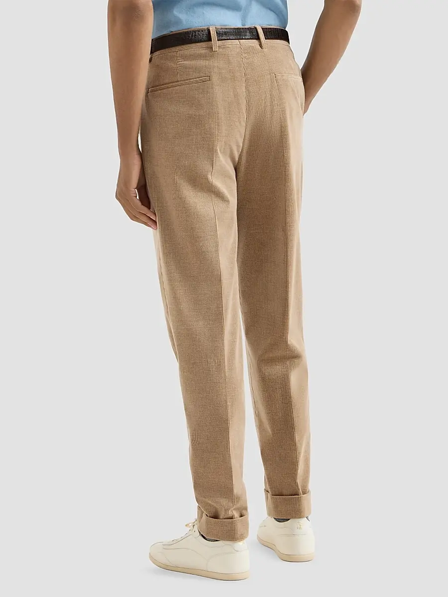 Brunello Cucinelli Men's Comfort Cotton and Cashmere Corduroy Trousers | Thumbnail 5