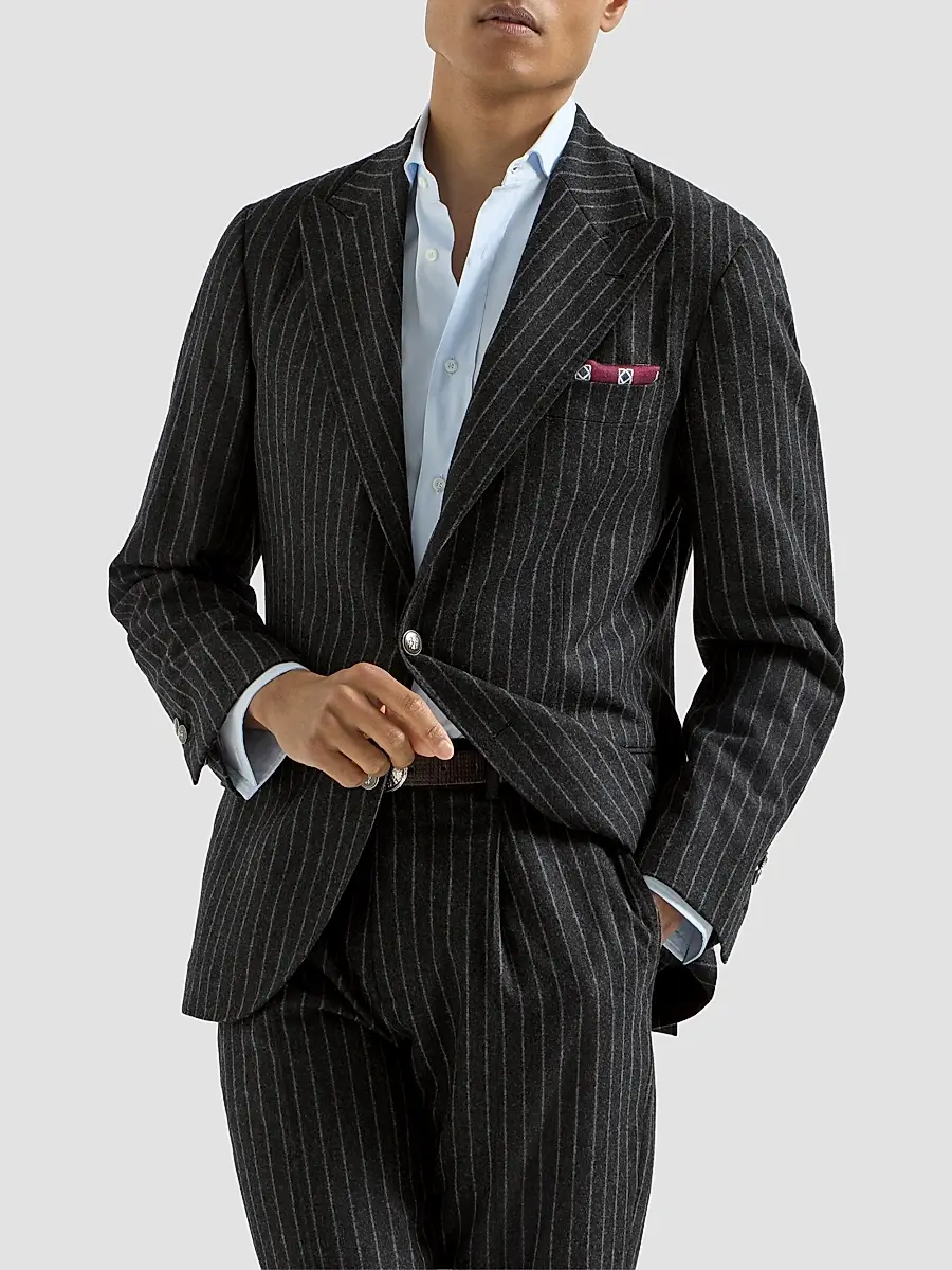 Brunello Cucinelli Men's Virgin Wool and Cashmere Flannel Deconstructed Blazer | Thumbnail 2 Brunello Cucinelli Men's Virgin Wool and Cashmere Flannel Deconstructed Blazer | Thumbnail 2