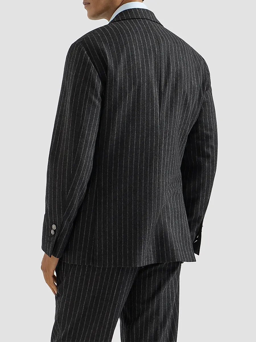 Brunello Cucinelli Men's Virgin Wool and Cashmere Flannel Deconstructed Blazer | Thumbnail 3 Brunello Cucinelli Men's Virgin Wool and Cashmere Flannel Deconstructed Blazer | Thumbnail 3