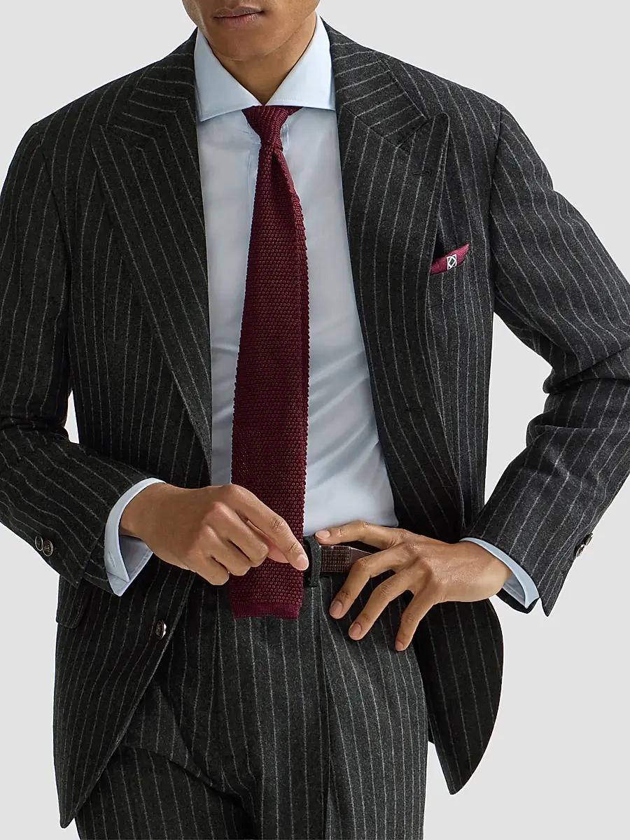 Brunello Cucinelli Men's Virgin Wool and Cashmere Flannel Deconstructed Blazer | Thumbnail 4 Brunello Cucinelli Men's Virgin Wool and Cashmere Flannel Deconstructed Blazer | Thumbnail 4