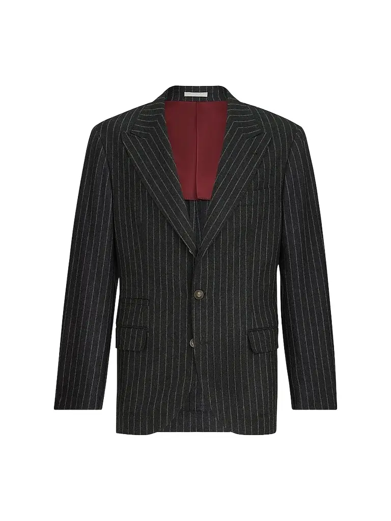 Brunello Cucinelli Men's Virgin Wool and Cashmere Flannel Deconstructed Blazer | Image 1 Brunello Cucinelli Men's Virgin Wool and Cashmere Flannel Deconstructed Blazer | Image 1