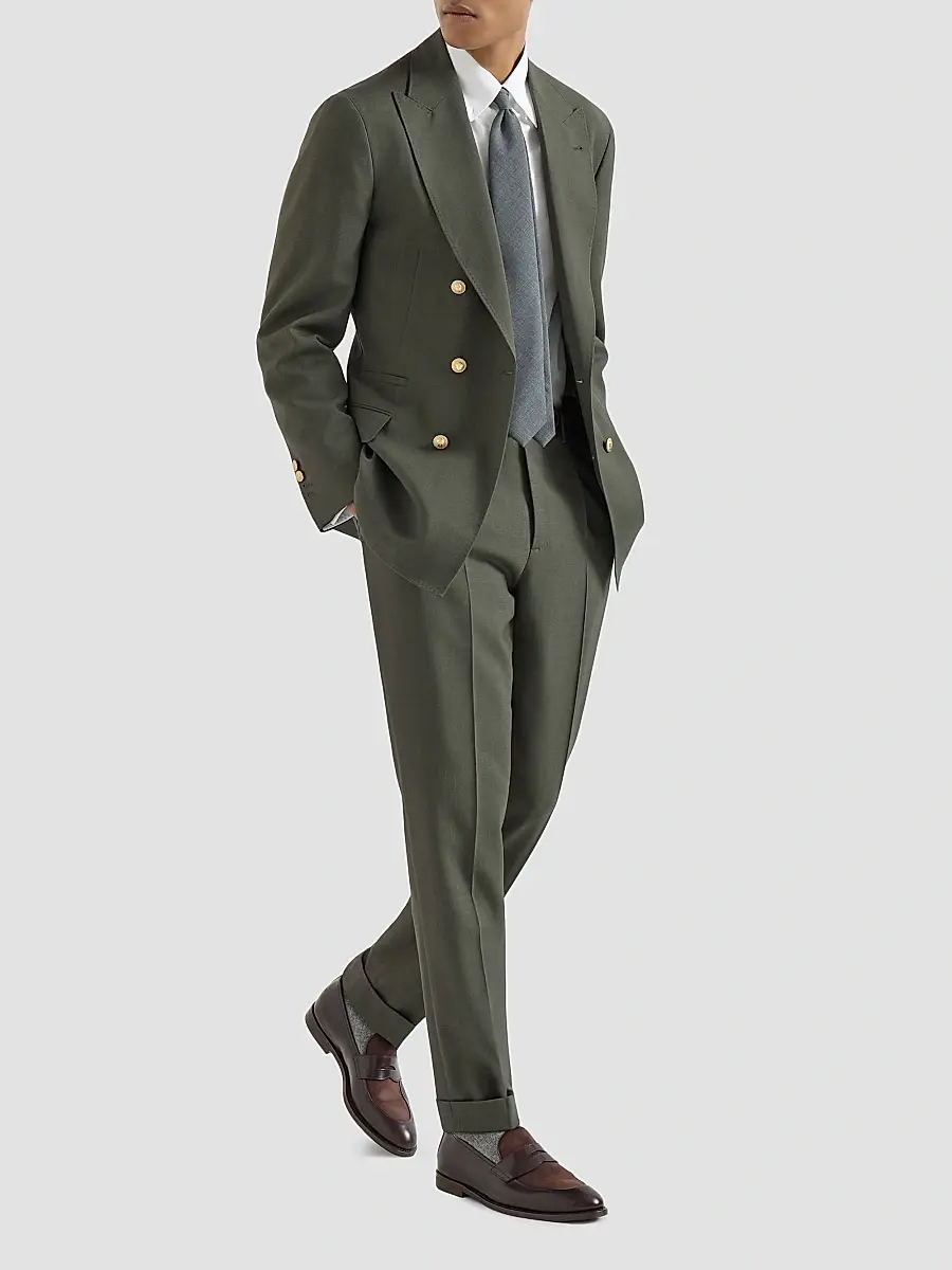 Brunello Cucinelli Men's Virgin Wool Canvas One-and-a-Half Breasted Deconstructed Blazer | Thumbnail 2 Brunello Cucinelli Men's Virgin Wool Canvas One-and-a-Half Breasted Deconstructed Blazer | Thumbnail 2