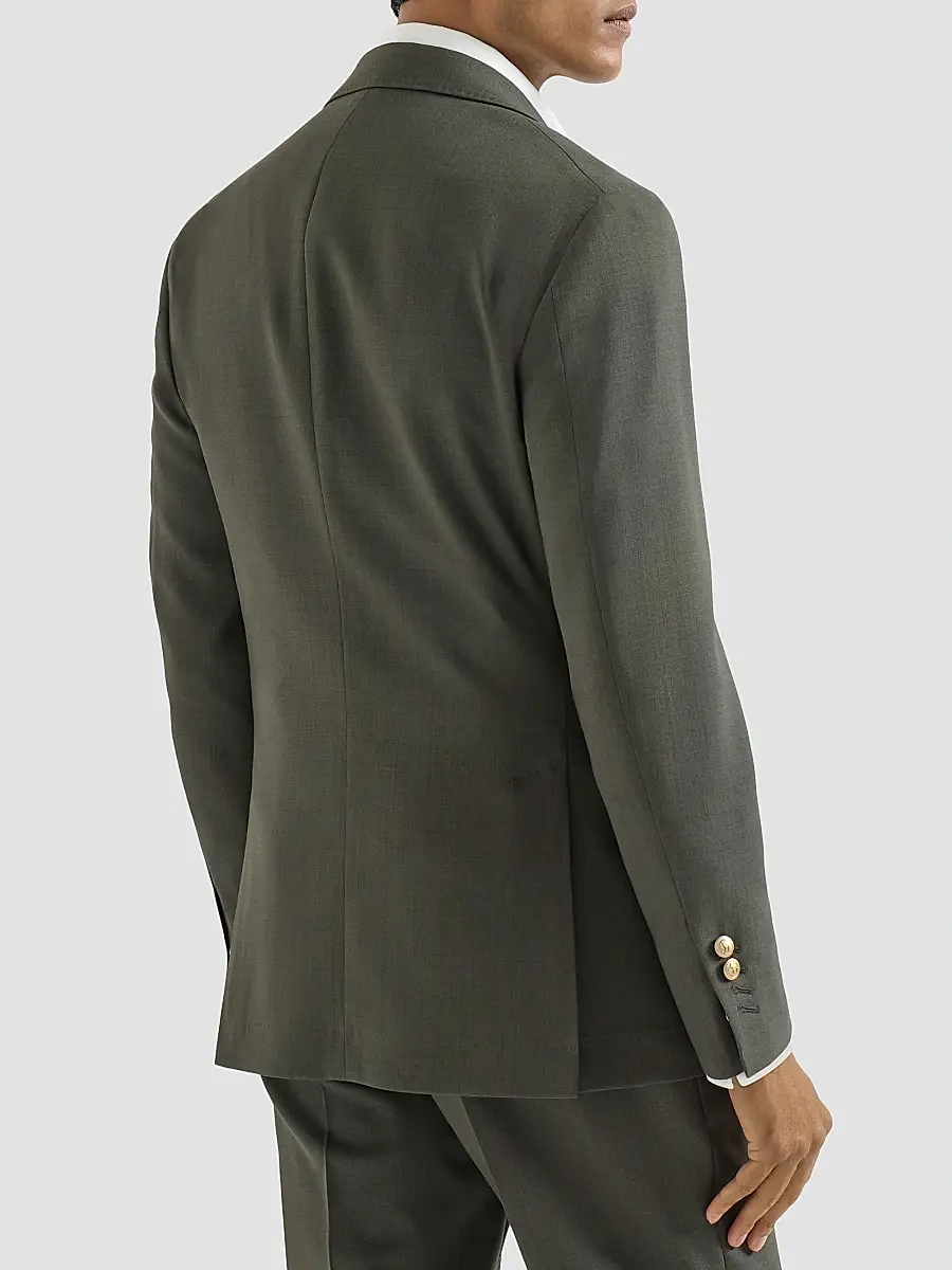 Brunello Cucinelli Men's Virgin Wool Canvas One-and-a-Half Breasted Deconstructed Blazer | Thumbnail 4 Brunello Cucinelli Men's Virgin Wool Canvas One-and-a-Half Breasted Deconstructed Blazer | Thumbnail 4