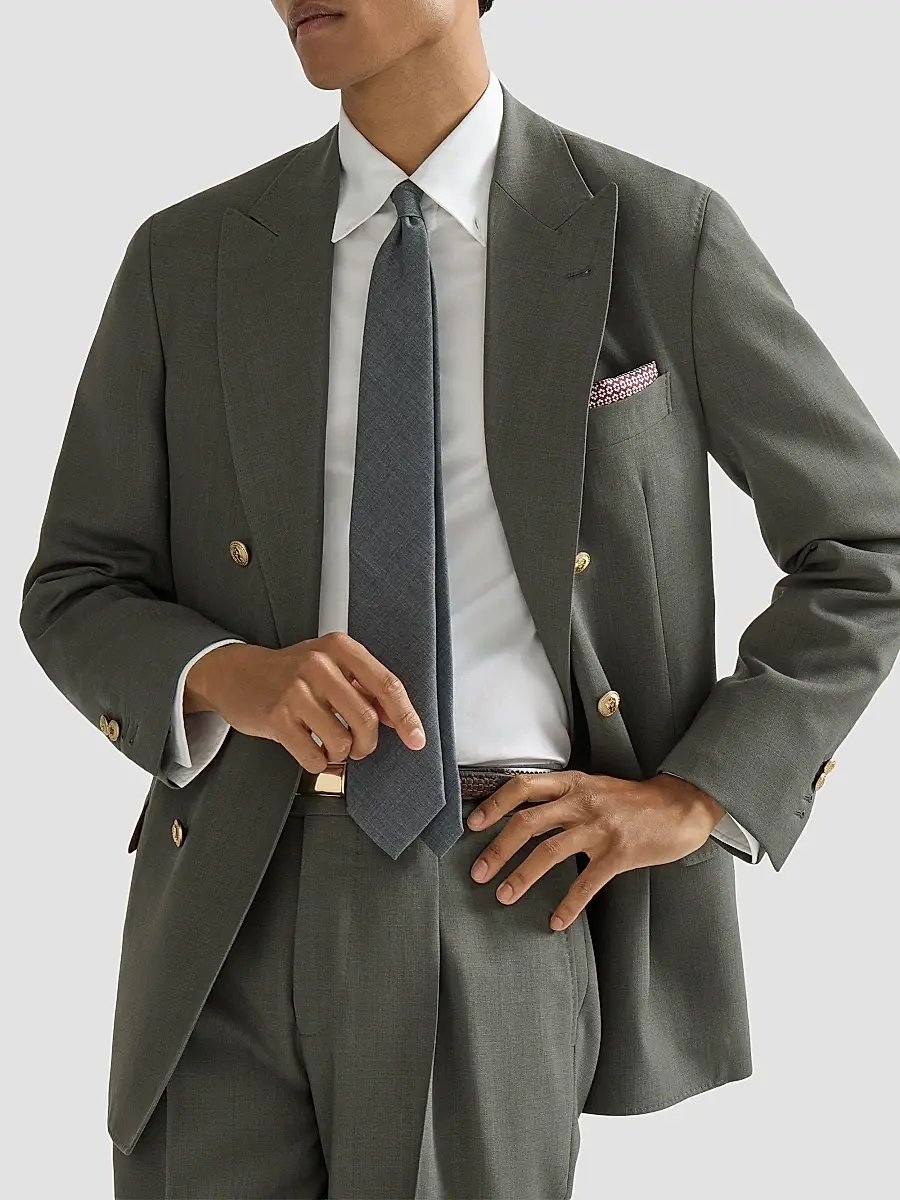 Brunello Cucinelli Men's Virgin Wool Canvas One-and-a-Half Breasted Deconstructed Blazer | Thumbnail 5 Brunello Cucinelli Men's Virgin Wool Canvas One-and-a-Half Breasted Deconstructed Blazer | Thumbnail 5