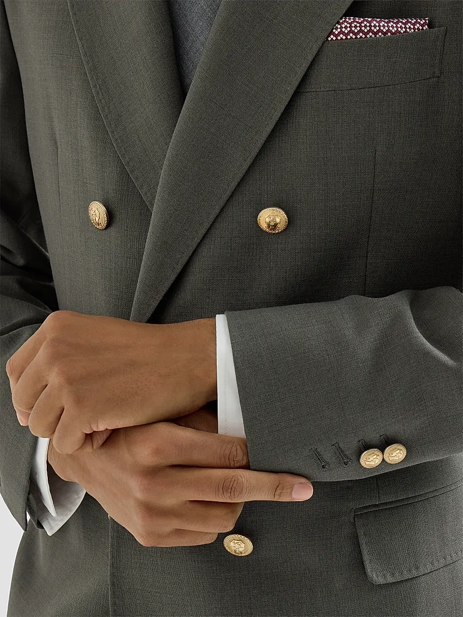 Brunello Cucinelli Men's Virgin Wool Canvas One-and-a-Half Breasted Deconstructed Blazer | Thumbnail 6 Brunello Cucinelli Men's Virgin Wool Canvas One-and-a-Half Breasted Deconstructed Blazer | Thumbnail 6