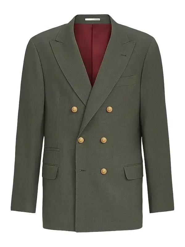 Men's Virgin Wool Canvas One-and-a-Half Breasted Deconstructed Blazer Men's Virgin Wool Canvas One-and-a-Half Breasted Deconstructed Blazer