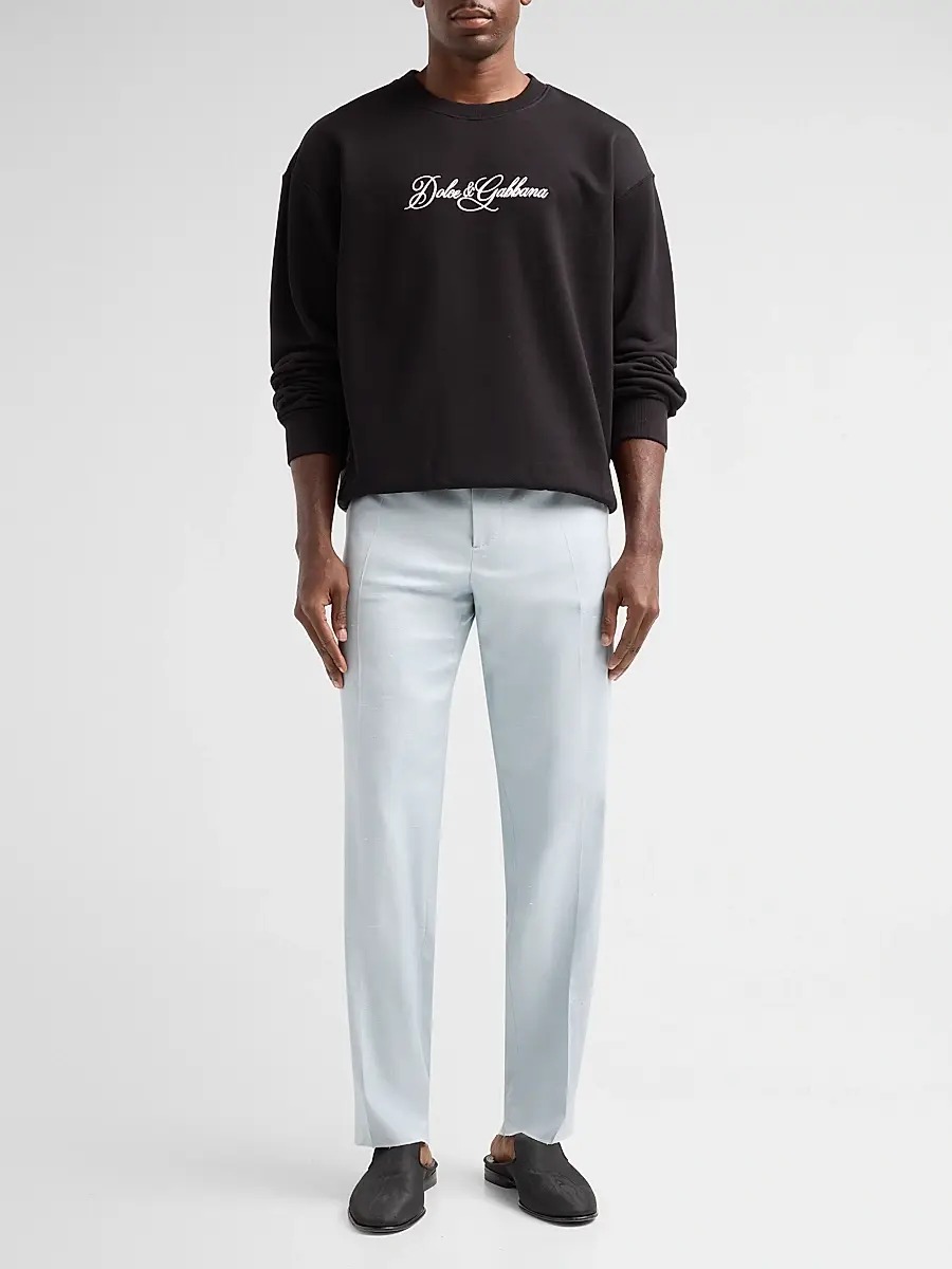 Dolce & Gabbana Men's Crease-Front Tapered-Leg Trousers | Thumbnail 2 Dolce & Gabbana Men's Crease-Front Tapered-Leg Trousers | Thumbnail 2