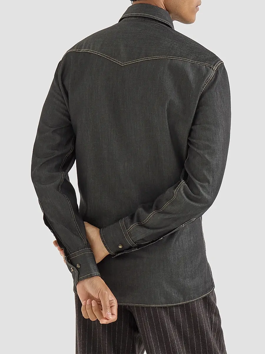 Brunello Cucinelli Men's Lightweight Denim Western Shirt | Thumbnail 4 Brunello Cucinelli Men's Lightweight Denim Western Shirt | Thumbnail 4
