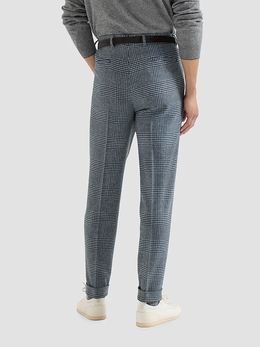 Brunello Cucinelli Men's Comfort Wool and Cashmere Prince of Wales Flannel Trousers | Thumbnail 4