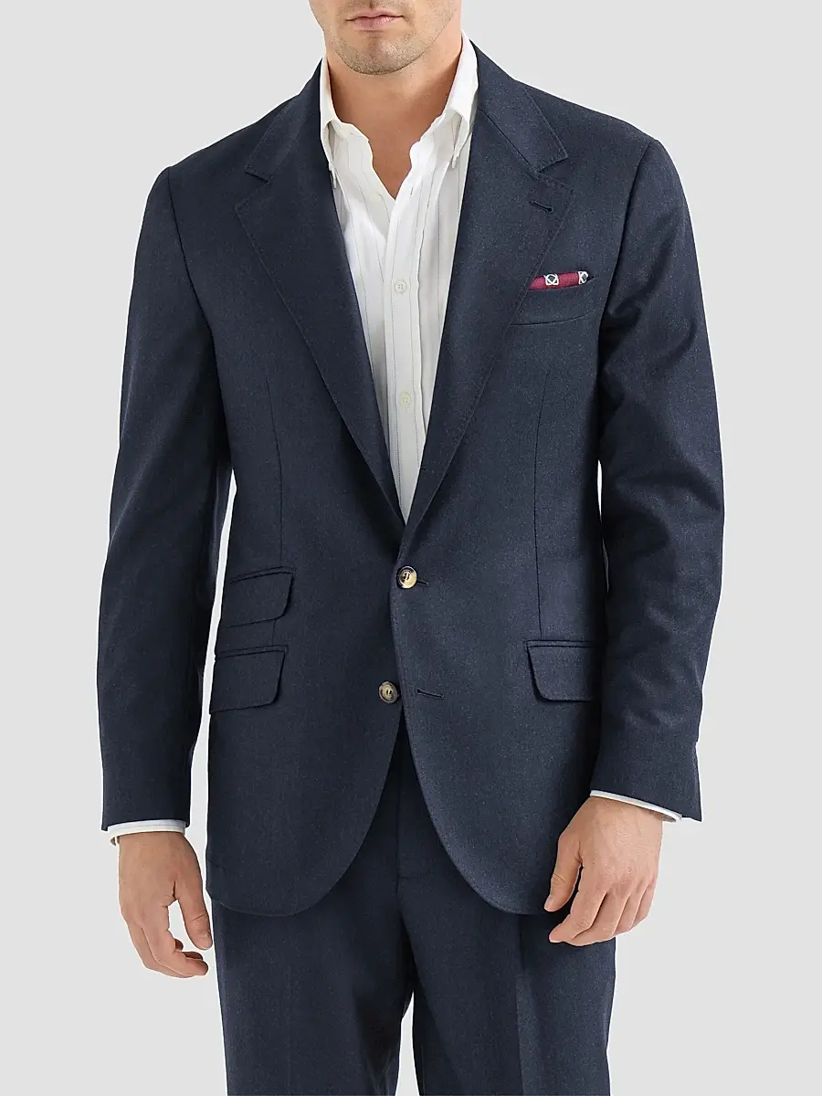 Brunello Cucinelli Men's Virgin Wool Flannel Deconstructed Cavallo Blazer | Thumbnail 2 Brunello Cucinelli Men's Virgin Wool Flannel Deconstructed Cavallo Blazer | Thumbnail 2