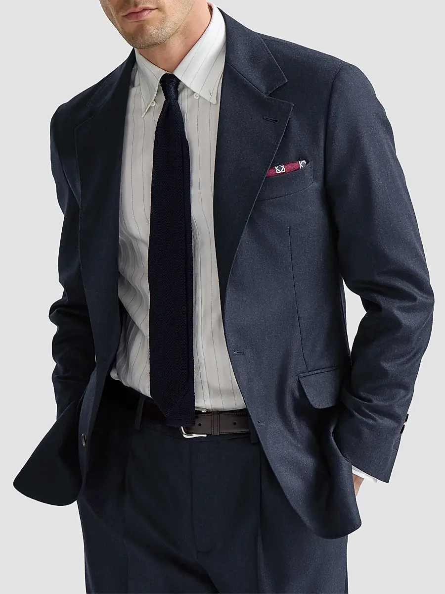 Brunello Cucinelli Men's Virgin Wool Flannel Deconstructed Cavallo Blazer | Thumbnail 3 Brunello Cucinelli Men's Virgin Wool Flannel Deconstructed Cavallo Blazer | Thumbnail 3