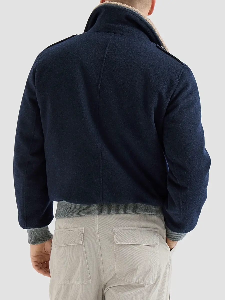 Brunello Cucinelli Men's Bonded Cashmere Beaver Cloth Bomber Jacket | Thumbnail 5 Brunello Cucinelli Men's Bonded Cashmere Beaver Cloth Bomber Jacket | Thumbnail 5