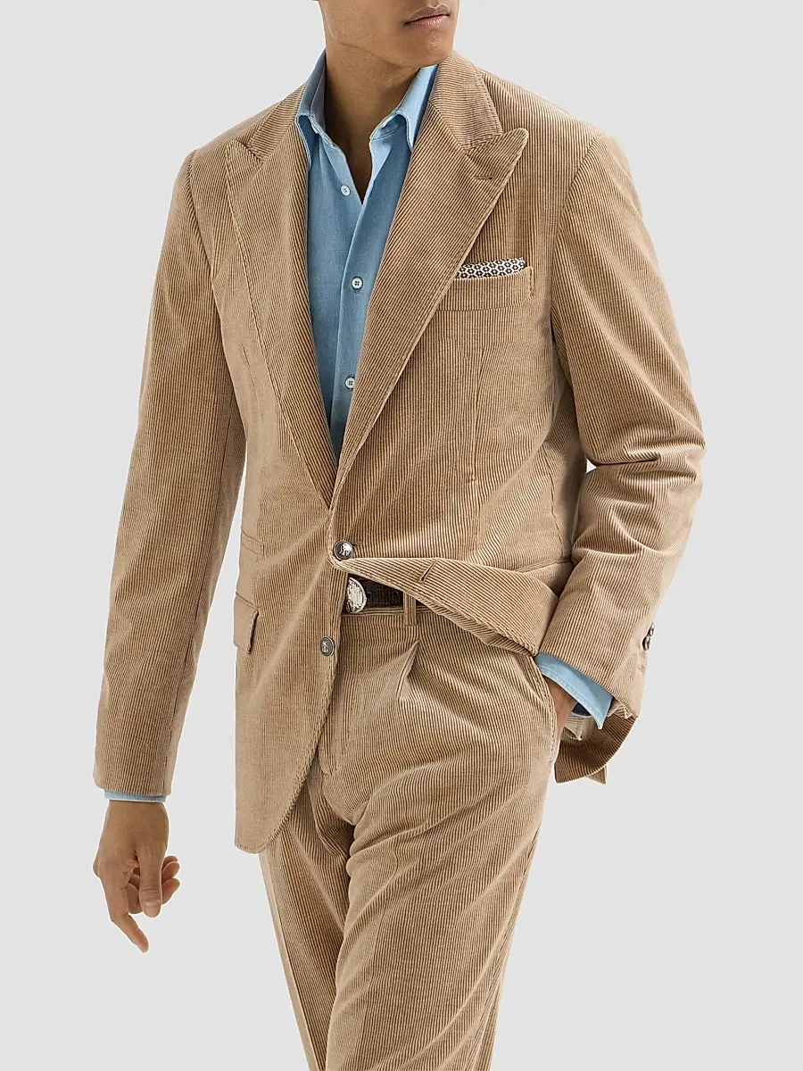 Brunello Cucinelli Men's Comfort Cotton and Cashmere Corduroy Deconstructed Blazer | Thumbnail 2