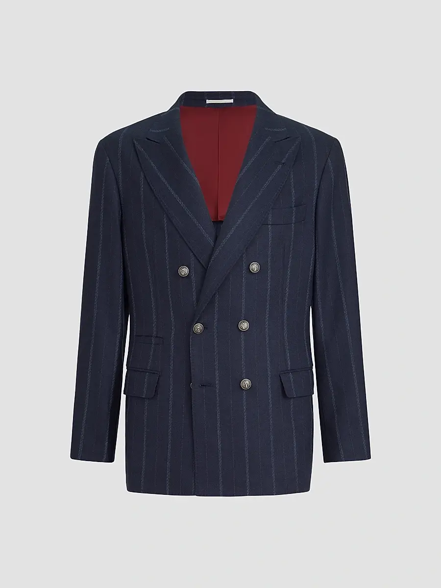 Brunello Cucinelli Men's Multistrip Twill One-and-a-Half Breasted Deconstructed Blazer | Thumbnail 3 Brunello Cucinelli Men's Multistrip Twill One-and-a-Half Breasted Deconstructed Blazer | Thumbnail 3