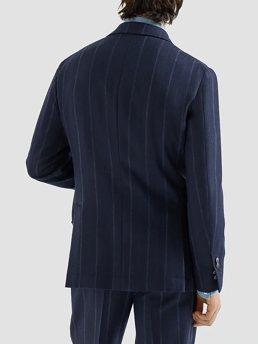 Brunello Cucinelli Men's Multistrip Twill One-and-a-Half Breasted Deconstructed Blazer | Thumbnail 4 Brunello Cucinelli Men's Multistrip Twill One-and-a-Half Breasted Deconstructed Blazer | Thumbnail 4