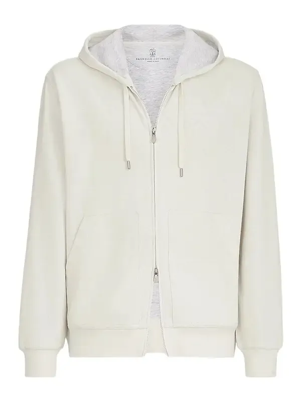 Brunello Cucinelli Men's Cashmere and Cotton French Terry Double Cloth Hooded Sweatshirt