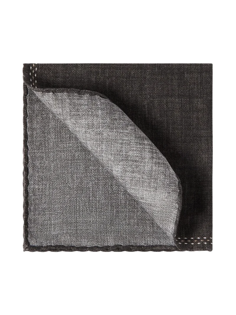 Men's Silk Pocket Square with Printed Logo - Dark Grey Men's Silk Pocket Square with Printed Logo - Dark Grey